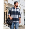 image:imageCOOFANDY Mens Flannel Shirts Long Sleeve Plaid Button Down Shirt JacketsNavy Blue Plaid