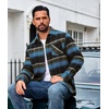 image:imageCOOFANDY Mens Flannel Shirts Long Sleeve Plaid Button Down Shirt JacketsOlive Blue Plaid