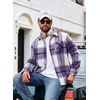 image:imageCOOFANDY Mens Flannel Shirts Long Sleeve Plaid Button Down Shirt JacketsPurple Plaid