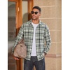 image:imageCOOFANDY Mens Flannel Shirts Long Sleeve Plaid Button Down Shirts CasualLight Green