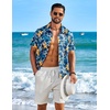 image:imageCOOFANDY Mens Hawaiian Shirt Short Sleeve Button Down Floral Aloha Shirts Tropical Vacation Beach ShirtsB  Dark Blue  Yellow Floral