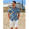 image:imageCOOFANDY Mens Hawaiian Shirt Short Sleeve Button Down Floral Aloha Shirts Tropical Vacation Beach ShirtsB  Dark Blue  Yellow Floral