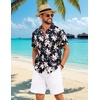 image:imageCOOFANDY Mens Hawaiian Shirt Short Sleeve Button Down Floral Aloha Shirts Tropical Vacation Beach ShirtsC  Black  Apricot Orchid