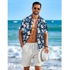 image:imageCOOFANDY Mens Hawaiian Shirt Short Sleeve Button Down Floral Aloha Shirts Tropical Vacation Beach ShirtsD  Navy Blue  White Floral