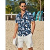 image:imageCOOFANDY Mens Hawaiian Shirt Short Sleeve Button Down Floral Aloha Shirts Tropical Vacation Beach ShirtsD  Navy Blue  White Floral