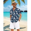 image:imageCOOFANDY Mens Hawaiian Shirt Short Sleeve Button Down Floral Aloha Shirts Tropical Vacation Beach ShirtsD  Navy Blue  White Floral