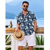 image:imageCOOFANDY Mens Hawaiian Shirt Short Sleeve Button Down Floral Aloha Shirts Tropical Vacation Beach ShirtsD  Navy Blue  White Floral