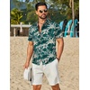 image:imageCOOFANDY Mens Hawaiian Shirt Short Sleeve Button Down Floral Aloha Shirts Tropical Vacation Beach ShirtsE  Green Palm Tree