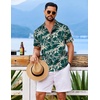image:imageCOOFANDY Mens Hawaiian Shirt Short Sleeve Button Down Floral Aloha Shirts Tropical Vacation Beach ShirtsE  Green Palm Tree