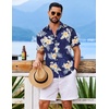 image:imageCOOFANDY Mens Hawaiian Shirt Short Sleeve Button Down Floral Aloha Shirts Tropical Vacation Beach ShirtsF  Deep Blue  Yellow White Floral