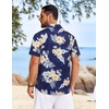 image:imageCOOFANDY Mens Hawaiian Shirt Short Sleeve Button Down Floral Aloha Shirts Tropical Vacation Beach ShirtsF  Deep Blue  Yellow White Floral