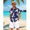 image:imageCOOFANDY Mens Hawaiian Shirt Short Sleeve Button Down Floral Aloha Shirts Tropical Vacation Beach ShirtsF  Deep Blue  Yellow White Floral