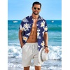 image:imageCOOFANDY Mens Hawaiian Shirt Short Sleeve Button Down Floral Aloha Shirts Tropical Vacation Beach ShirtsF  Deep Blue  Yellow White Floral
