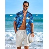 image:imageCOOFANDY Mens Hawaiian Shirt Short Sleeve Button Down Floral Aloha Shirts Tropical Vacation Beach ShirtsG  Green Blue  Sunset Palm Tree