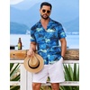 image:imageCOOFANDY Mens Hawaiian Shirt Short Sleeve Button Down Floral Aloha Shirts Tropical Vacation Beach ShirtsG  Green Blue  Sunset Palm Tree