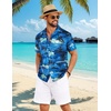 image:imageCOOFANDY Mens Hawaiian Shirt Short Sleeve Button Down Floral Aloha Shirts Tropical Vacation Beach ShirtsG  Green Blue  Sunset Palm Tree