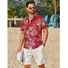 image:imageCOOFANDY Mens Hawaiian Shirt Short Sleeve Button Down Floral Aloha Shirts Tropical Vacation Beach ShirtsH  Red Leaf