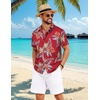 image:imageCOOFANDY Mens Hawaiian Shirt Short Sleeve Button Down Floral Aloha Shirts Tropical Vacation Beach ShirtsH  Red Leaf