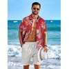 image:imageCOOFANDY Mens Hawaiian Shirt Short Sleeve Button Down Floral Aloha Shirts Tropical Vacation Beach ShirtsH  Red Leaf