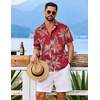 image:imageCOOFANDY Mens Hawaiian Shirt Short Sleeve Button Down Floral Aloha Shirts Tropical Vacation Beach ShirtsH  Red Leaf
