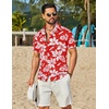 image:imageCOOFANDY Mens Hawaiian Shirt Short Sleeve Button Down Floral Aloha Shirts Tropical Vacation Beach ShirtsI  Red  White Floral