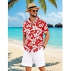image:imageCOOFANDY Mens Hawaiian Shirt Short Sleeve Button Down Floral Aloha Shirts Tropical Vacation Beach ShirtsI  Red  White Floral