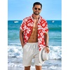 image:imageCOOFANDY Mens Hawaiian Shirt Short Sleeve Button Down Floral Aloha Shirts Tropical Vacation Beach ShirtsI  Red  White Floral