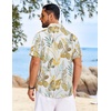 image:imageCOOFANDY Mens Hawaiian Shirt Short Sleeve Button Down Floral Aloha Shirts Tropical Vacation Beach ShirtsJ  White  Yellow Leaf