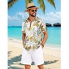 image:imageCOOFANDY Mens Hawaiian Shirt Short Sleeve Button Down Floral Aloha Shirts Tropical Vacation Beach ShirtsJ  White  Yellow Leaf