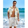 image:imageCOOFANDY Mens Hawaiian Shirt Short Sleeve Button Down Floral Aloha Shirts Tropical Vacation Beach ShirtsJ  White  Yellow Leaf