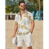 image:imageCOOFANDY Mens Hawaiian Shirt Short Sleeve Button Down Floral Aloha Shirts Tropical Vacation Beach ShirtsJ  White  Yellow Leaf