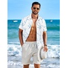 image:imageCOOFANDY Mens Hawaiian Shirt Short Sleeve Button Down Floral Aloha Shirts Tropical Vacation Beach ShirtsK  White  Blue Leaf