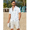 image:imageCOOFANDY Mens Hawaiian Shirt Short Sleeve Button Down Floral Aloha Shirts Tropical Vacation Beach ShirtsK  White  Blue Leaf