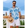 image:imageCOOFANDY Mens Hawaiian Shirt Short Sleeve Button Down Floral Aloha Shirts Tropical Vacation Beach ShirtsL  Light Blue  White Plam Leaf