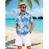 image:imageCOOFANDY Mens Hawaiian Shirt Short Sleeve Button Down Floral Aloha Shirts Tropical Vacation Beach ShirtsL  Light Blue  White Plam Leaf
