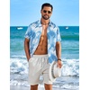 image:imageCOOFANDY Mens Hawaiian Shirt Short Sleeve Button Down Floral Aloha Shirts Tropical Vacation Beach ShirtsL  Light Blue  White Plam Leaf