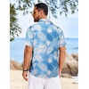 image:imageCOOFANDY Mens Hawaiian Shirt Short Sleeve Button Down Floral Aloha Shirts Tropical Vacation Beach ShirtsL  Light Blue  White Plam Leaf