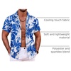 image:imageCOOFANDY Mens Hawaiian Shirt Short Sleeve Button Down Shirts Tropical Summer Beach Shirts Casual Floral Aloha ShirtsBlue
