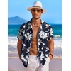 image:imageCOOFANDY Mens Hawaiian Shirt Short Sleeve Floral Button Down Shirts Tropical Holiday Beach ShirtsNavy  Flower 3