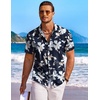 image:imageCOOFANDY Mens Hawaiian Shirt Short Sleeve Floral Button Down Shirts Tropical Holiday Beach ShirtsNavy  Flower 3