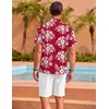 image:imageCOOFANDY Mens Hawaiian Shirt Short Sleeve Floral Button Down Shirts Tropical Summer Beach Shirts Camp Collar ShirtRedwhite Floral