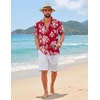 image:imageCOOFANDY Mens Hawaiian Shirt Short Sleeve Floral Button Down Shirts Tropical Summer Beach Shirts Camp Collar ShirtRedwhite Floral