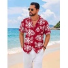 image:imageCOOFANDY Mens Hawaiian Shirt Short Sleeve Floral Button Down Shirts Tropical Summer Beach Shirts Camp Collar ShirtRedwhite Floral