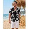 image:imageCOOFANDY Mens Hawaiian Shirt Short Sleeve Tropical Button Up Vacation Beach ShirtBlack  Palm Leaf