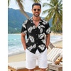 image:imageCOOFANDY Mens Hawaiian Shirt Short Sleeve Tropical Button Up Vacation Beach ShirtBlack  Palm Leaf