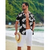 image:imageCOOFANDY Mens Hawaiian Shirt Short Sleeve Tropical Button Up Vacation Beach ShirtBlack  Palm Leaf