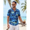 image:imageCOOFANDY Mens Hawaiian Shirt Short Sleeve Tropical Button Up Vacation Beach ShirtBlue  Palm Tree