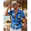 image:imageCOOFANDY Mens Hawaiian Shirt Short Sleeve Tropical Button Up Vacation Beach ShirtBlue  Palm Tree