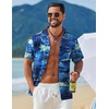 image:imageCOOFANDY Mens Hawaiian Shirt Short Sleeve Tropical Button Up Vacation Beach ShirtBlue  Palm Tree