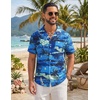 image:imageCOOFANDY Mens Hawaiian Shirt Short Sleeve Tropical Button Up Vacation Beach ShirtBlue  Palm Tree
